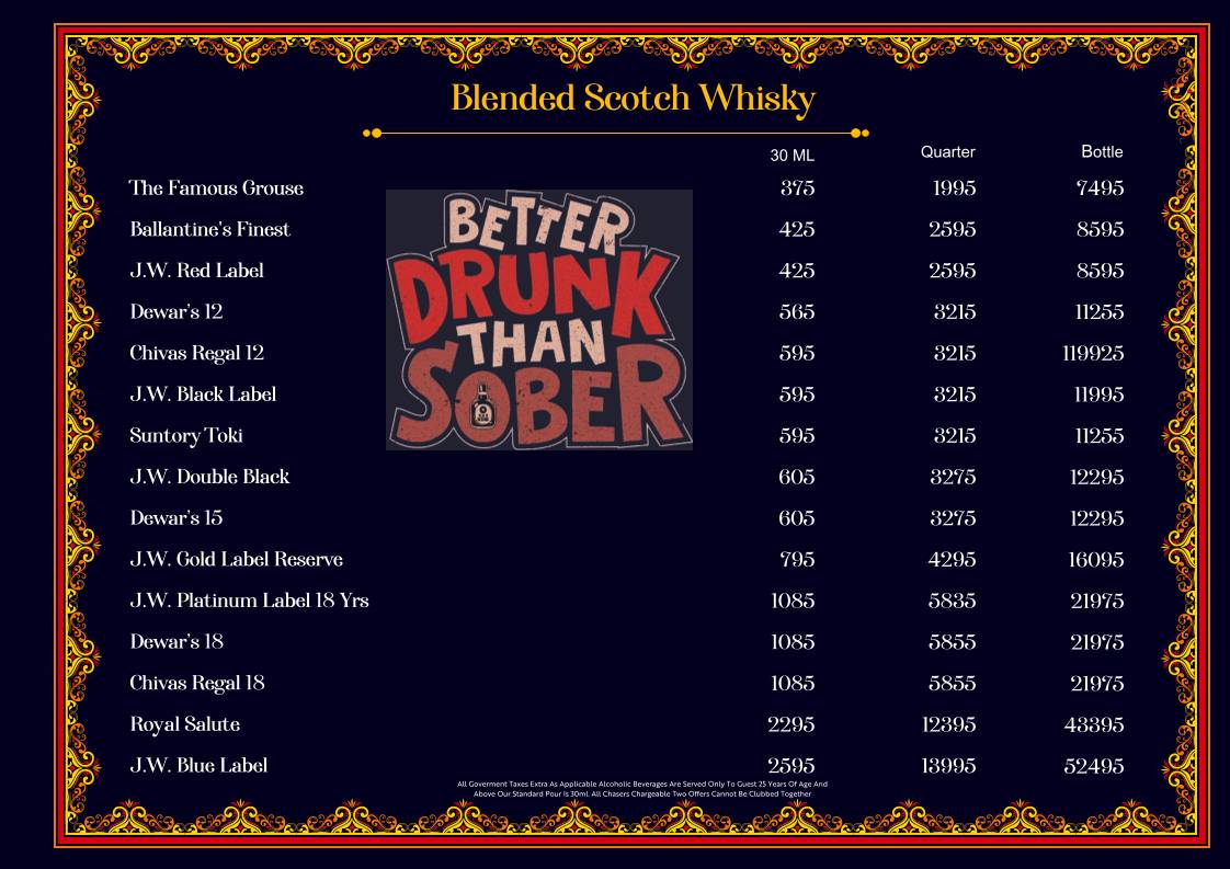 Tamasha menu