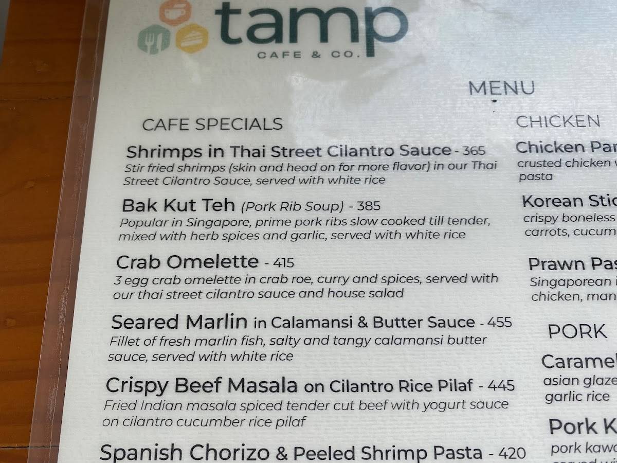 Menu At Tamp Cafe Co Kasambagan Cebu City President Aguinaldo