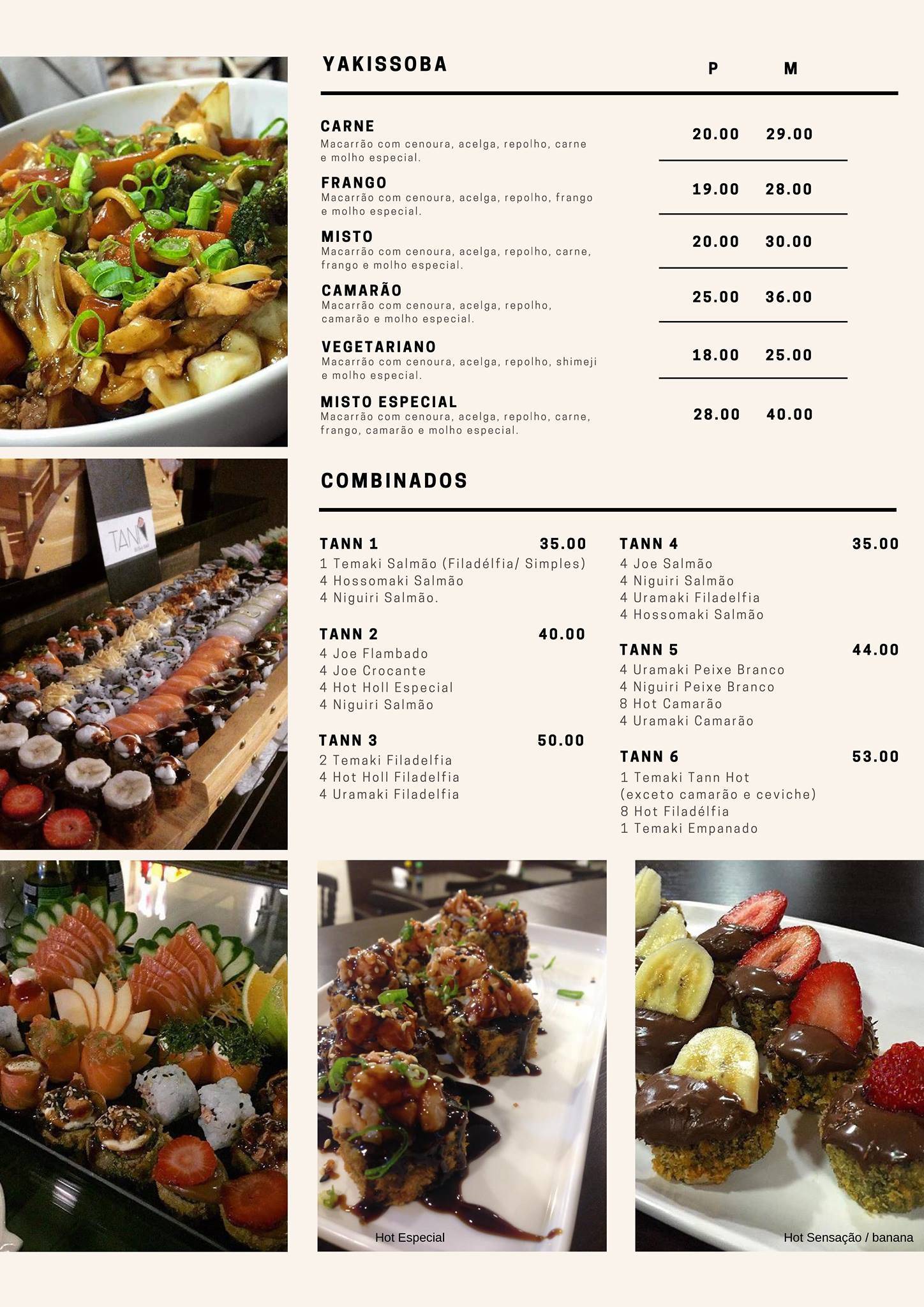 Tann Sushi Bar - Jaraguá cardápio