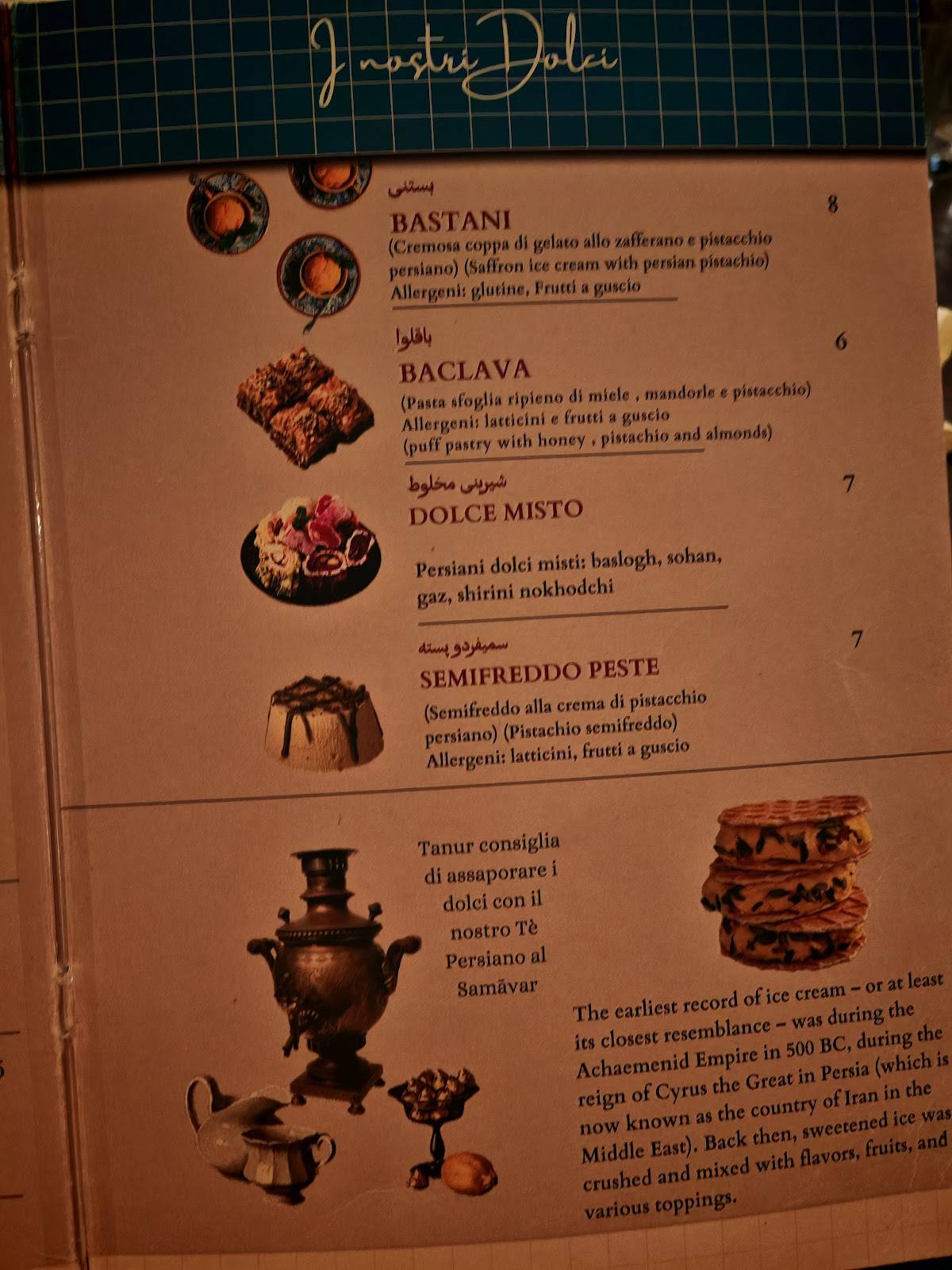 Menu di Tanur Cucina Persiana 