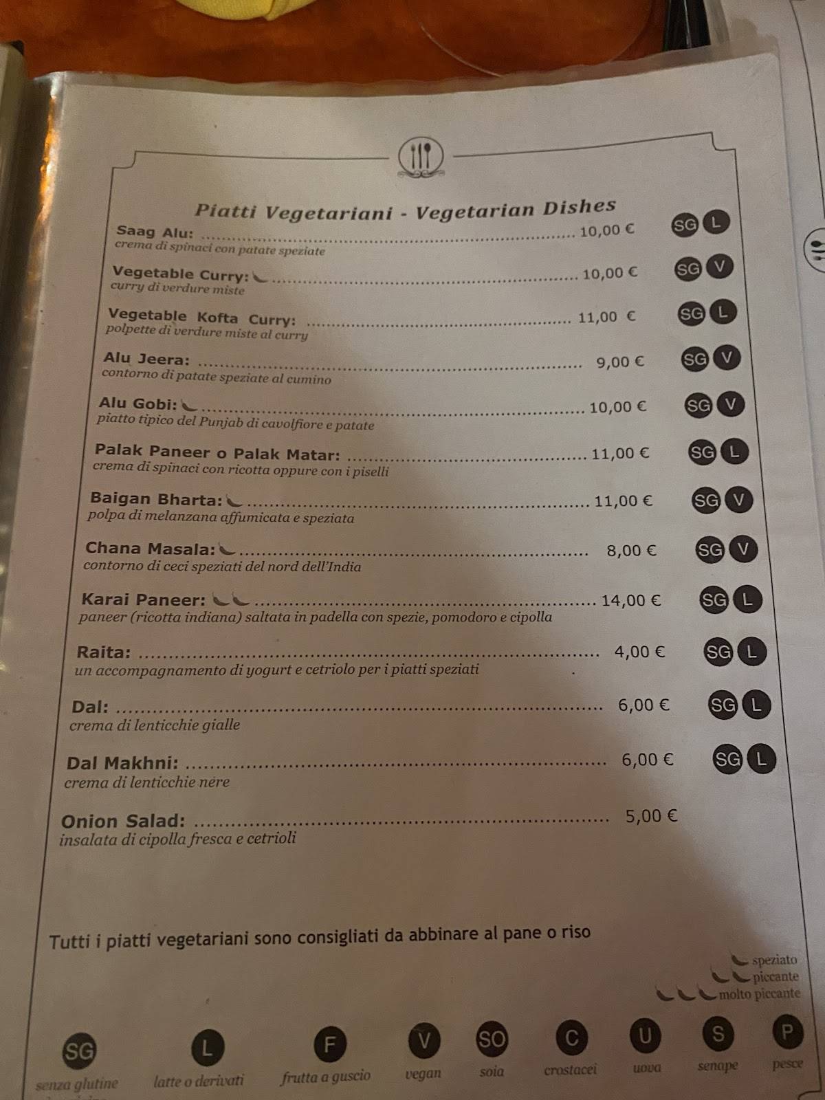 Menu di Tara Ristorante Indiano 