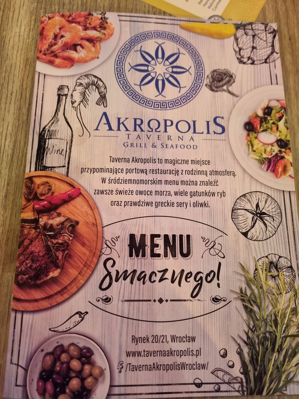 Меню ресторана Taverna Akropolis, Врослав, Rynek 20/21