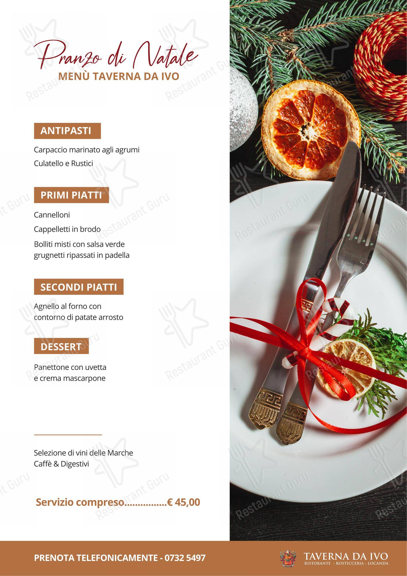 Menu per Ristorante Taverna da Ivo in Fabriano