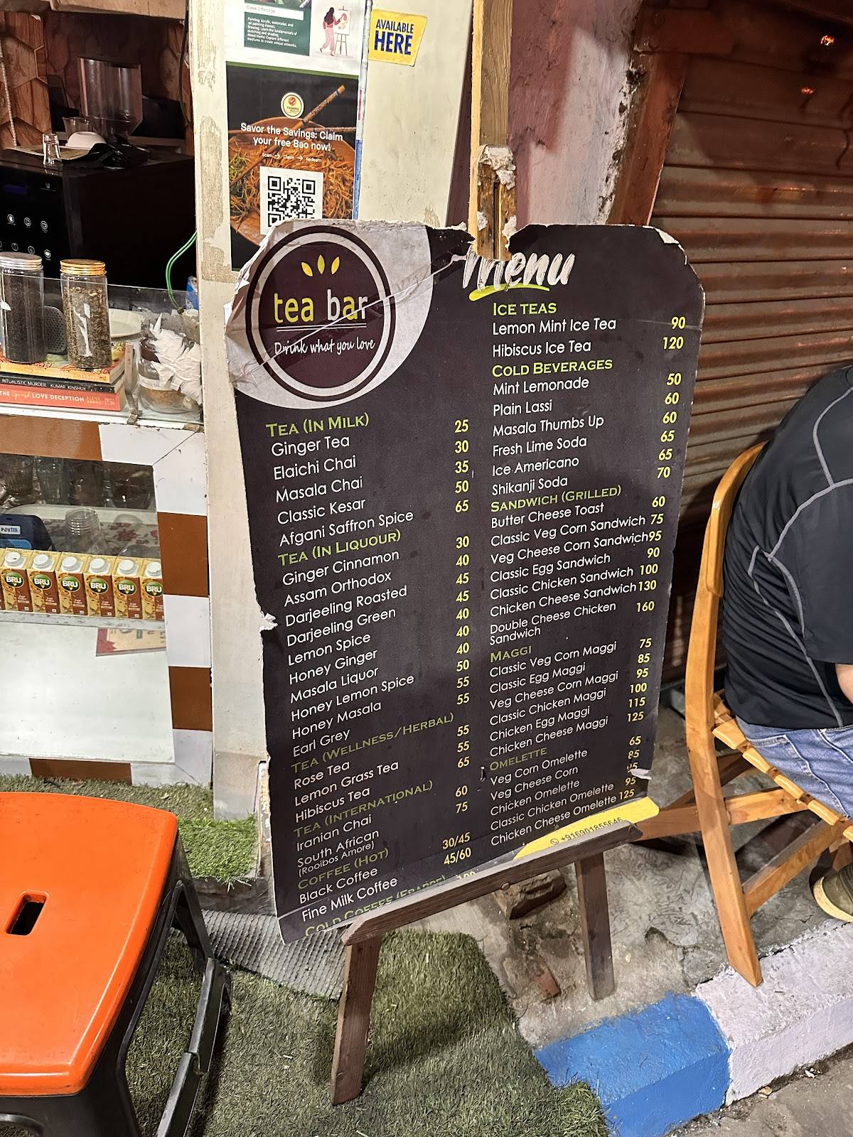 Tea Bar menu