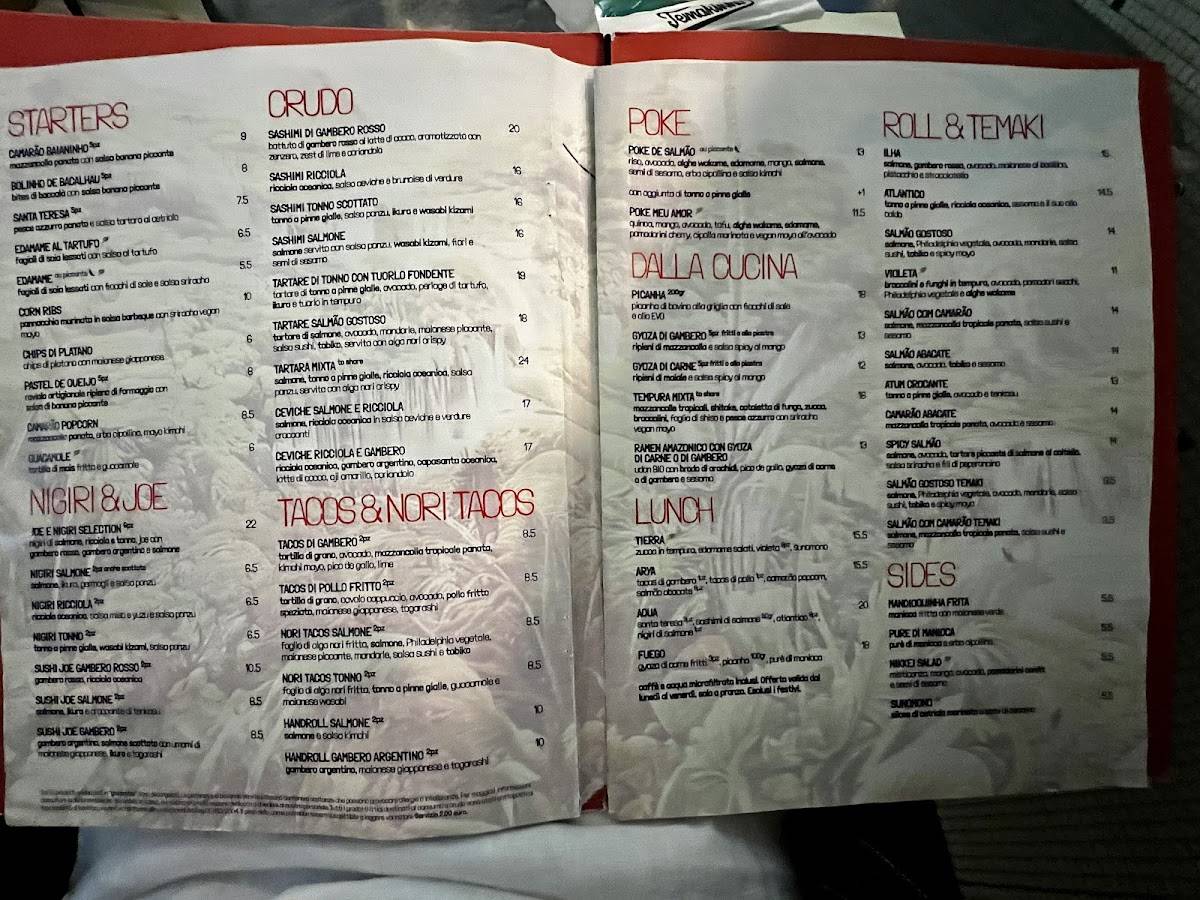 Menu de Temakinho Roma Borgo