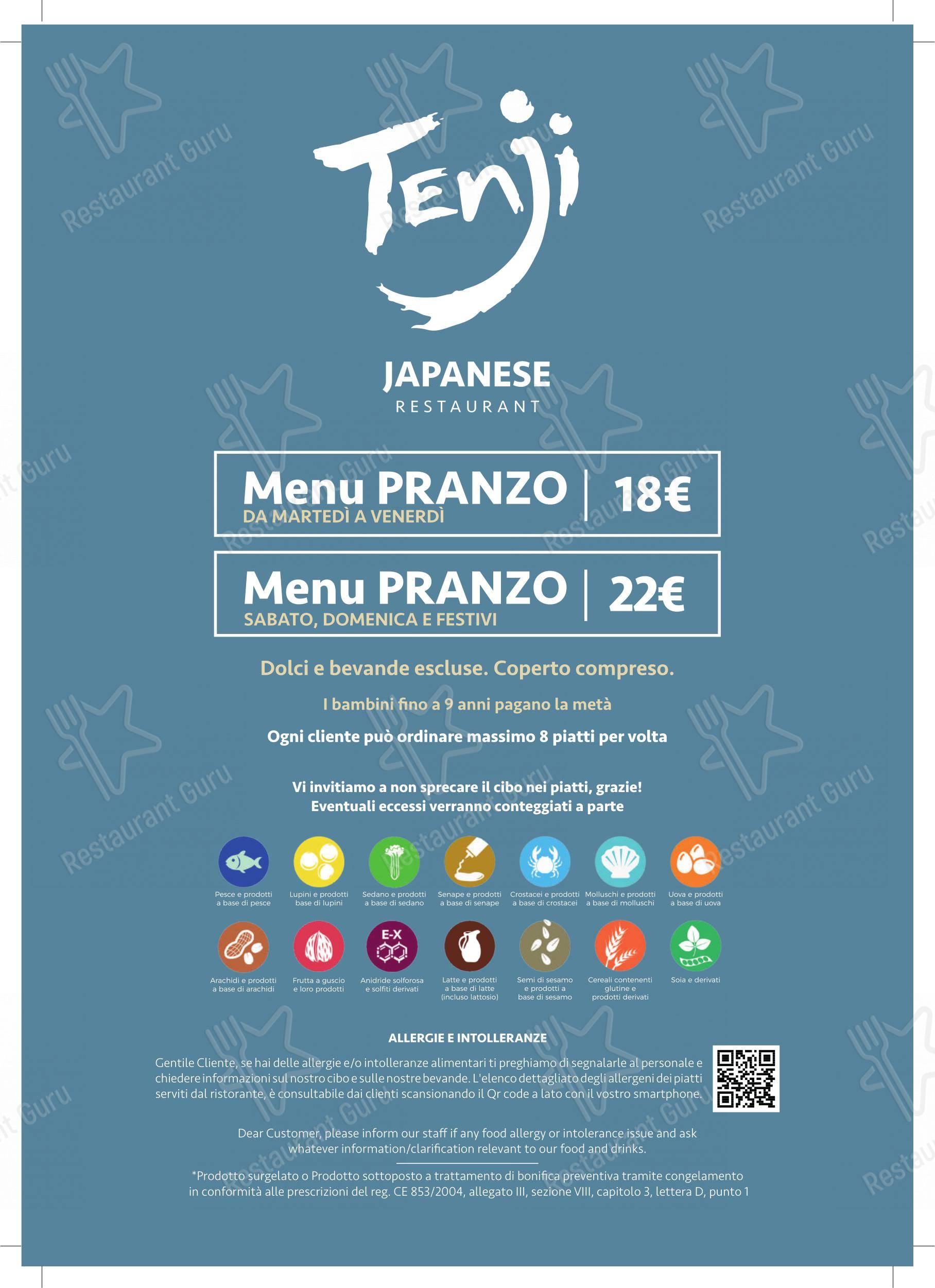 Menu di Tenji Ristorante Giapponese - Menu