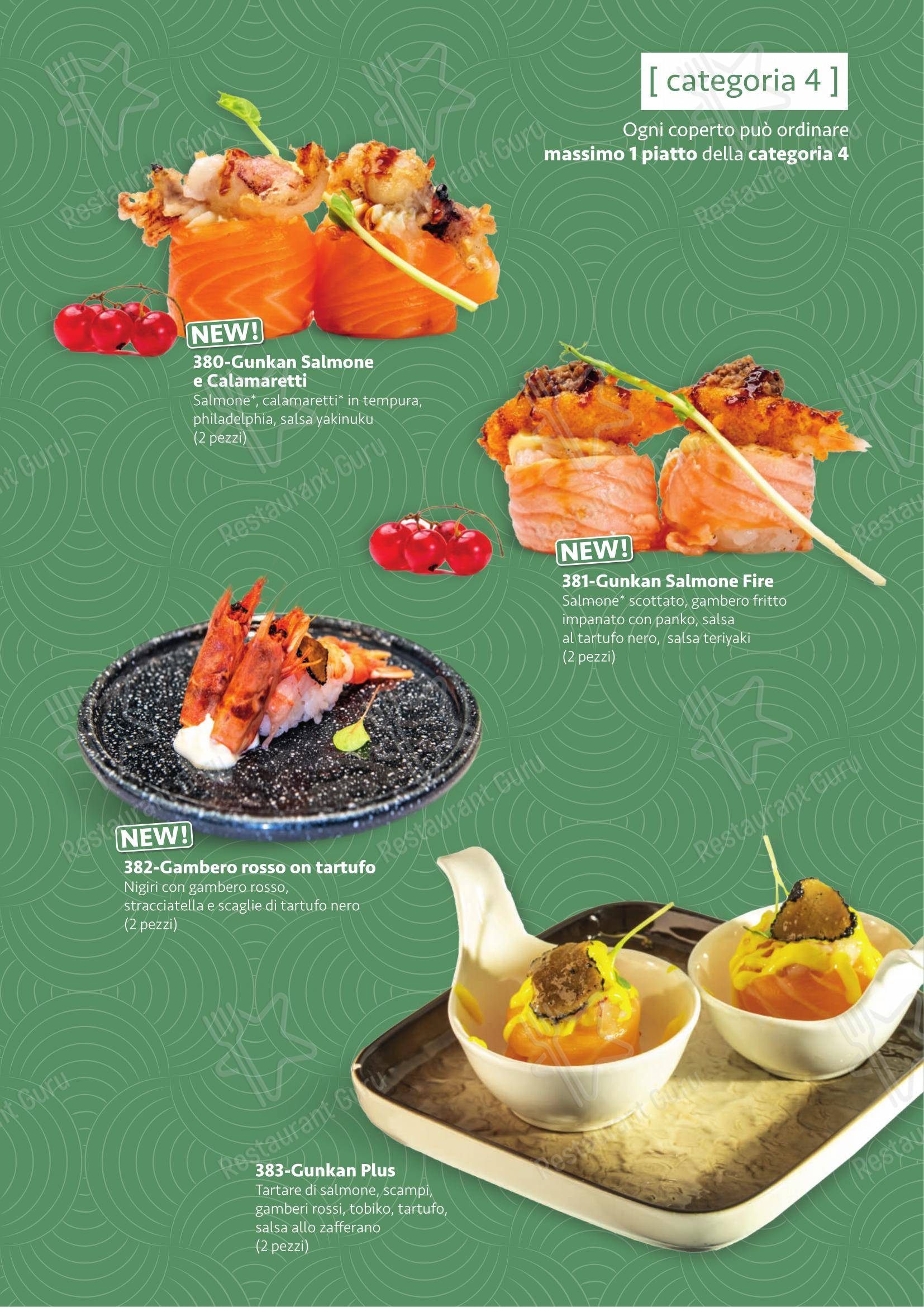Menu bar per Tenji Ristorante Giapponese in Parma