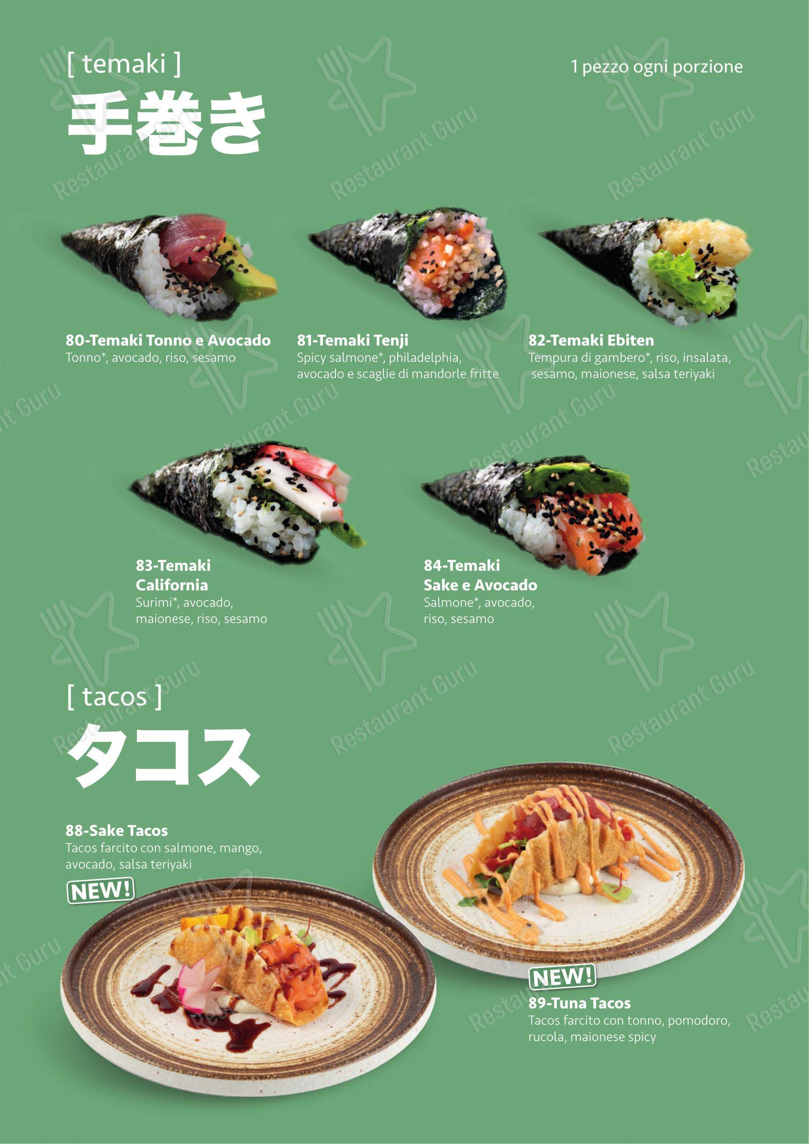 Tenji Ristorante Giapponese in Parma - Menu bar