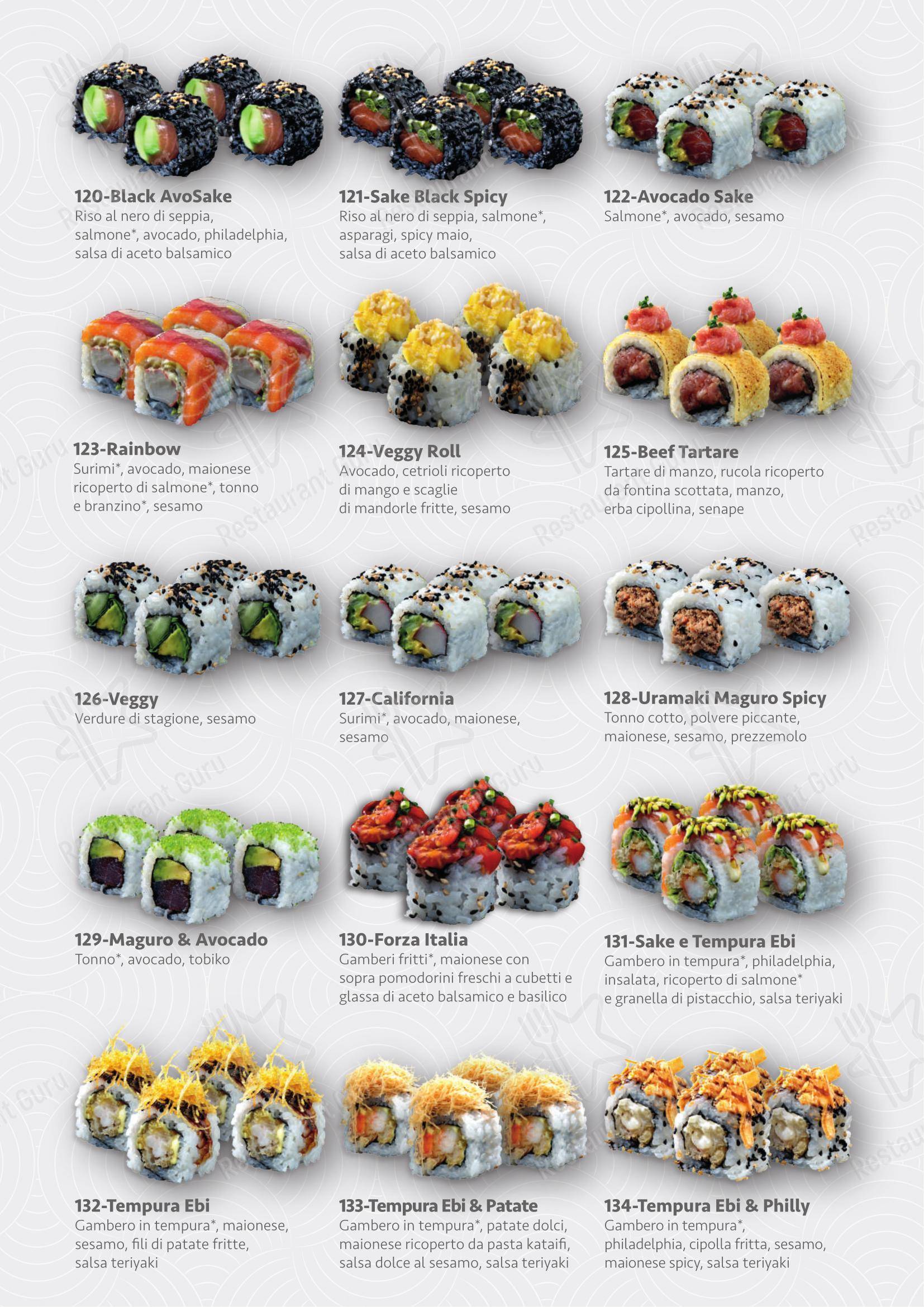 Menu bar per Tenji Ristorante Giapponese in Parma