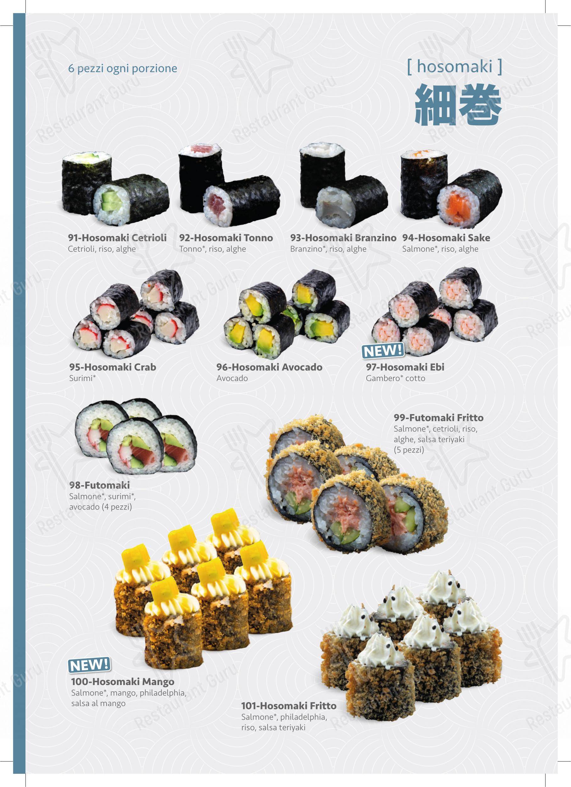 Menu per Tenji Ristorante Giapponese in Parma