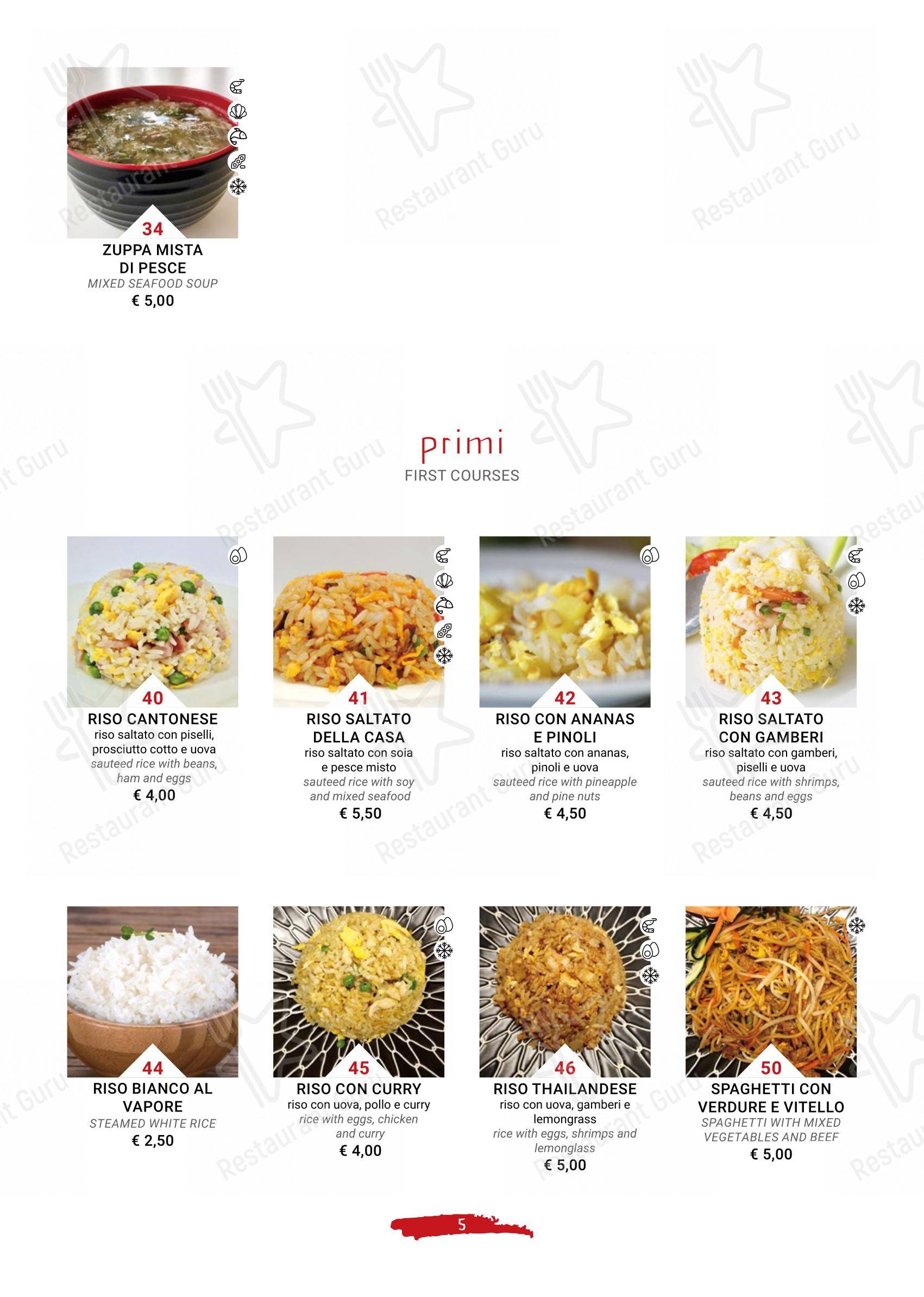 Menu di Terra d'Oriente - Menu