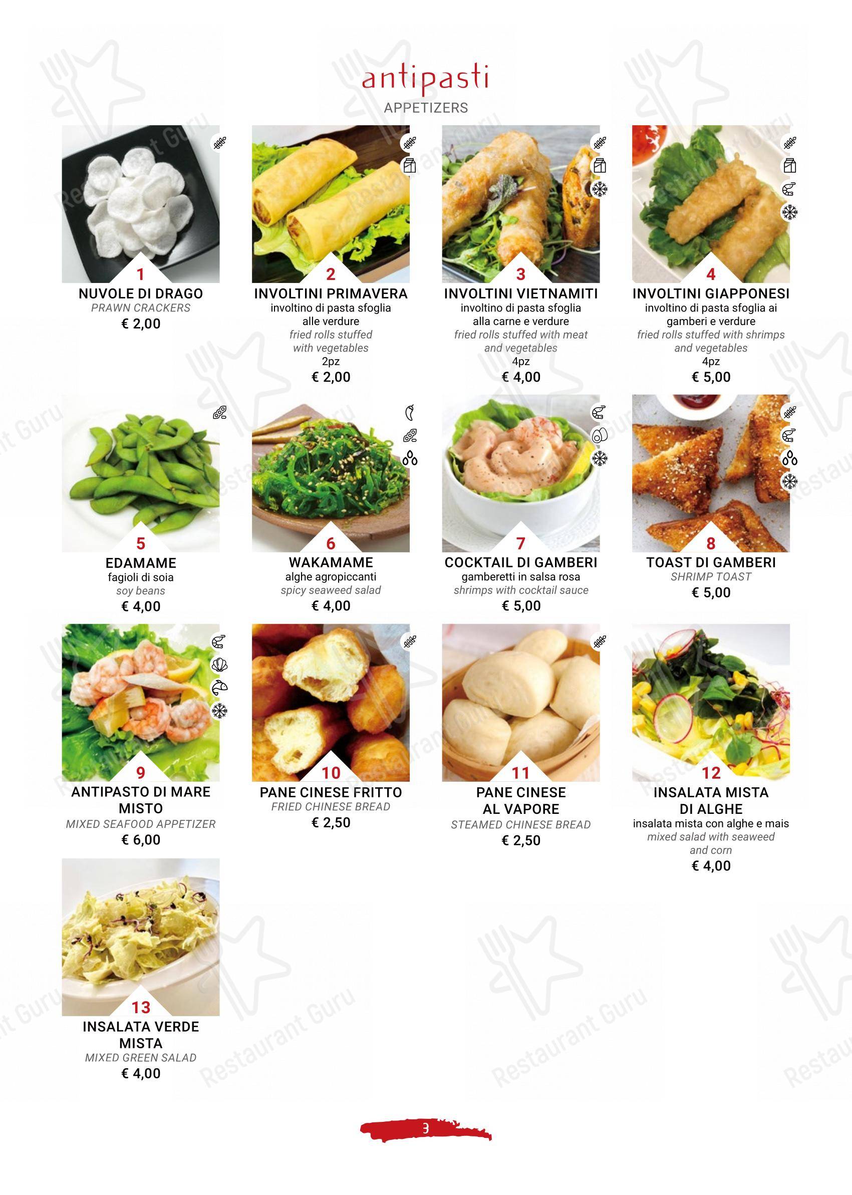 Menu di Terra d'Oriente - Menu