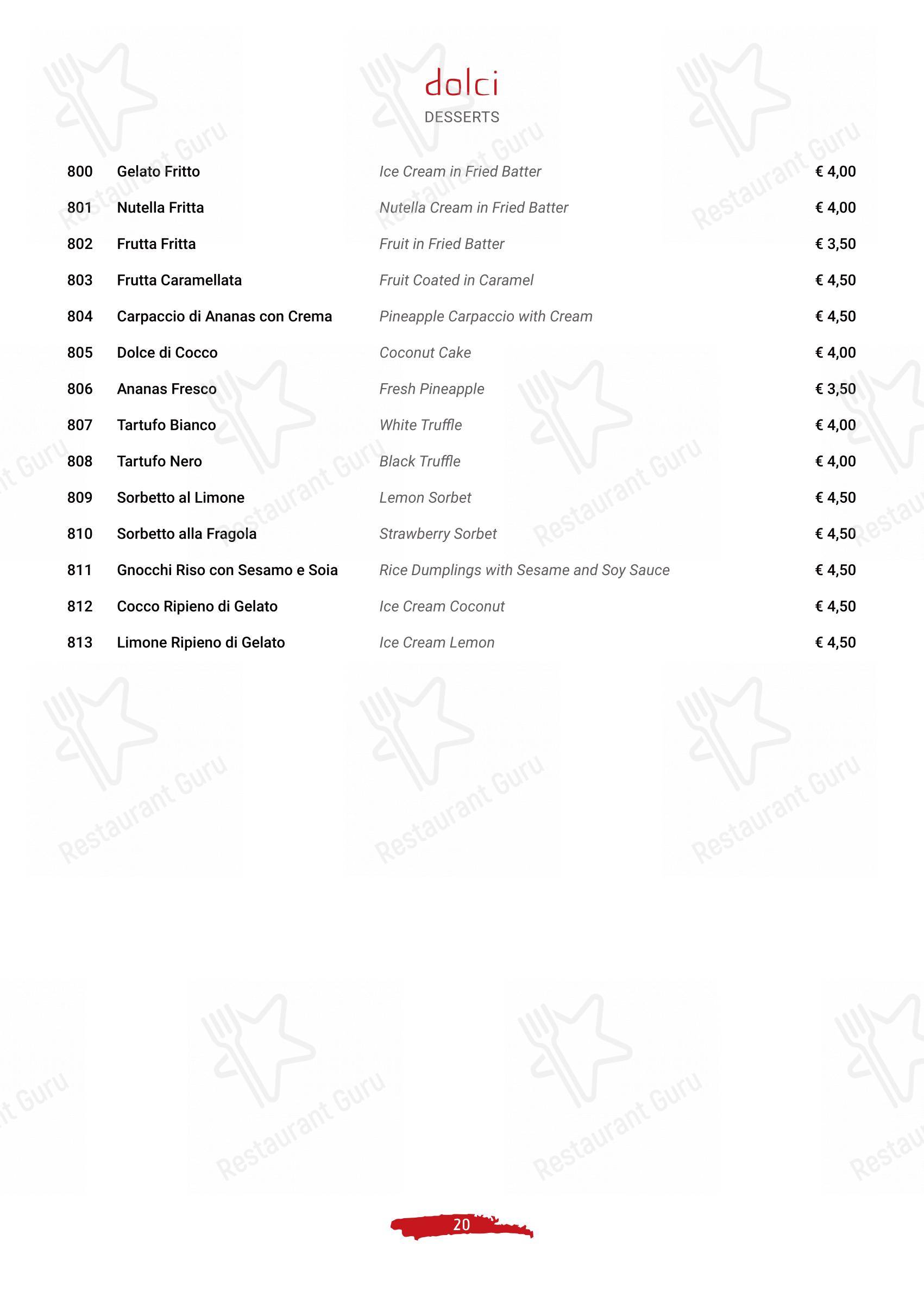 Menu di Terra d'Oriente - Menu