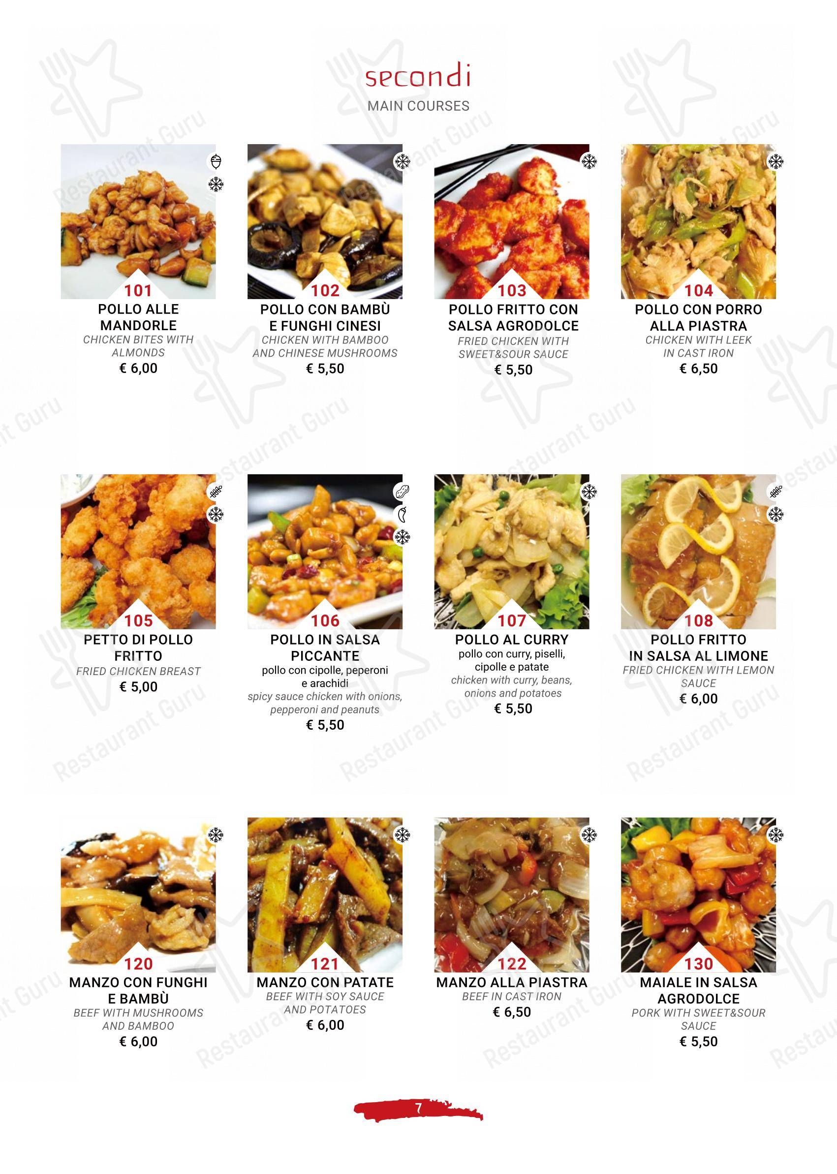 Menu di Terra d'Oriente - Menu