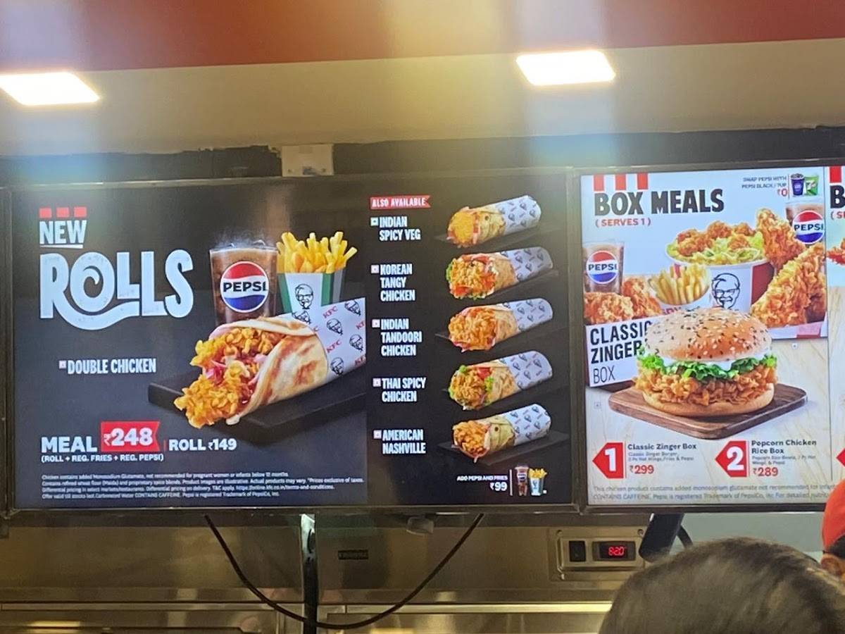 KFC menu