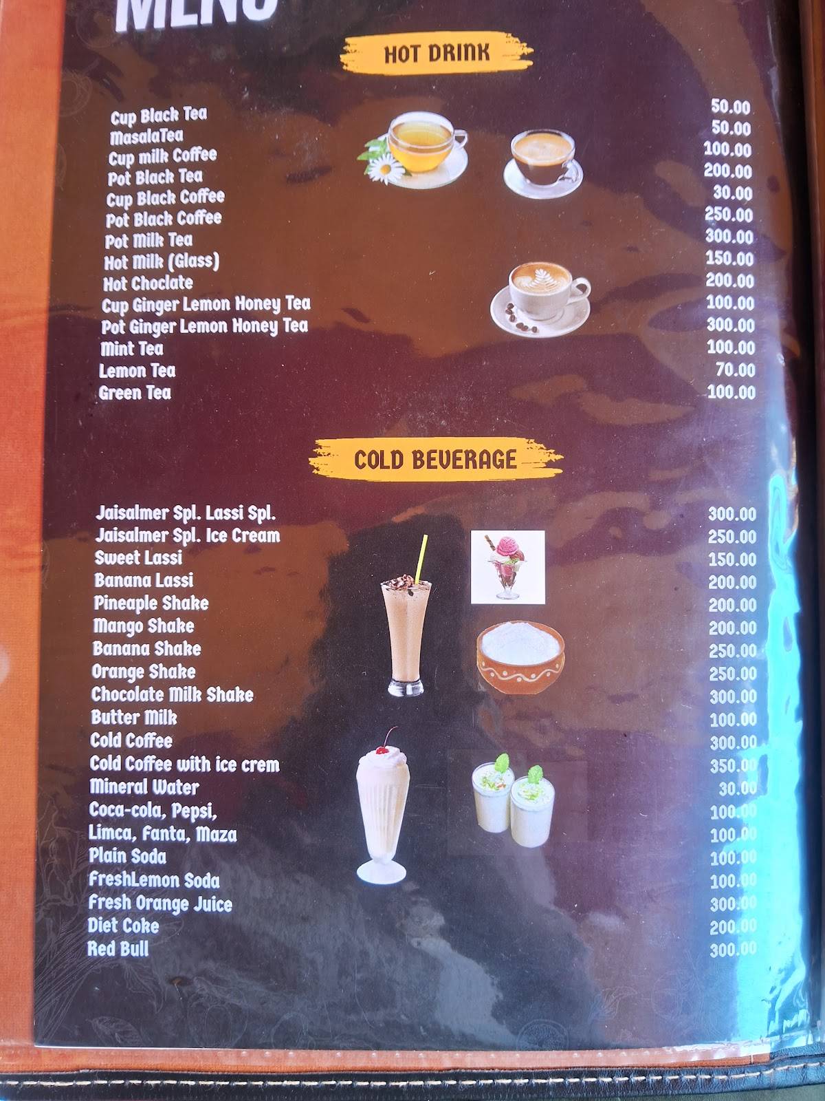 The Big Tree Cafe and Restaurant menu