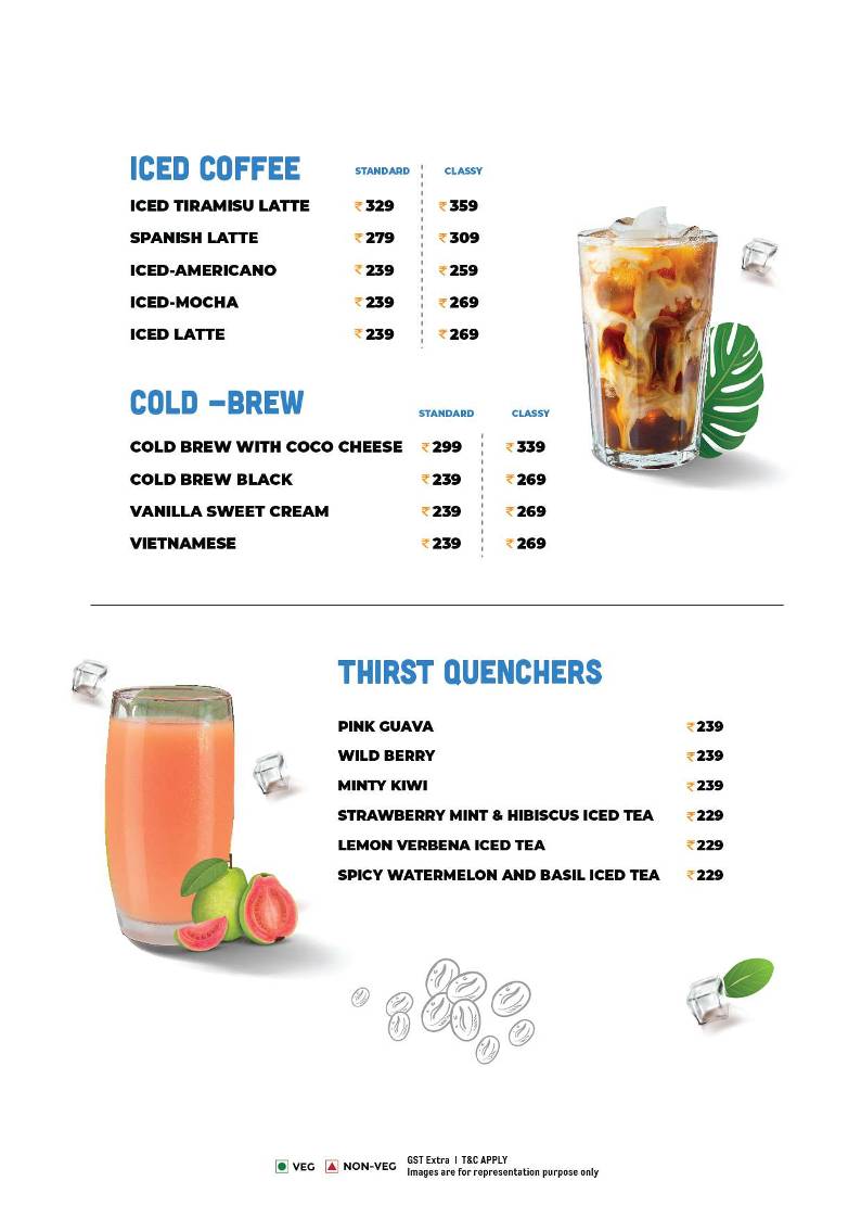 The Black Coffee Cafe menu