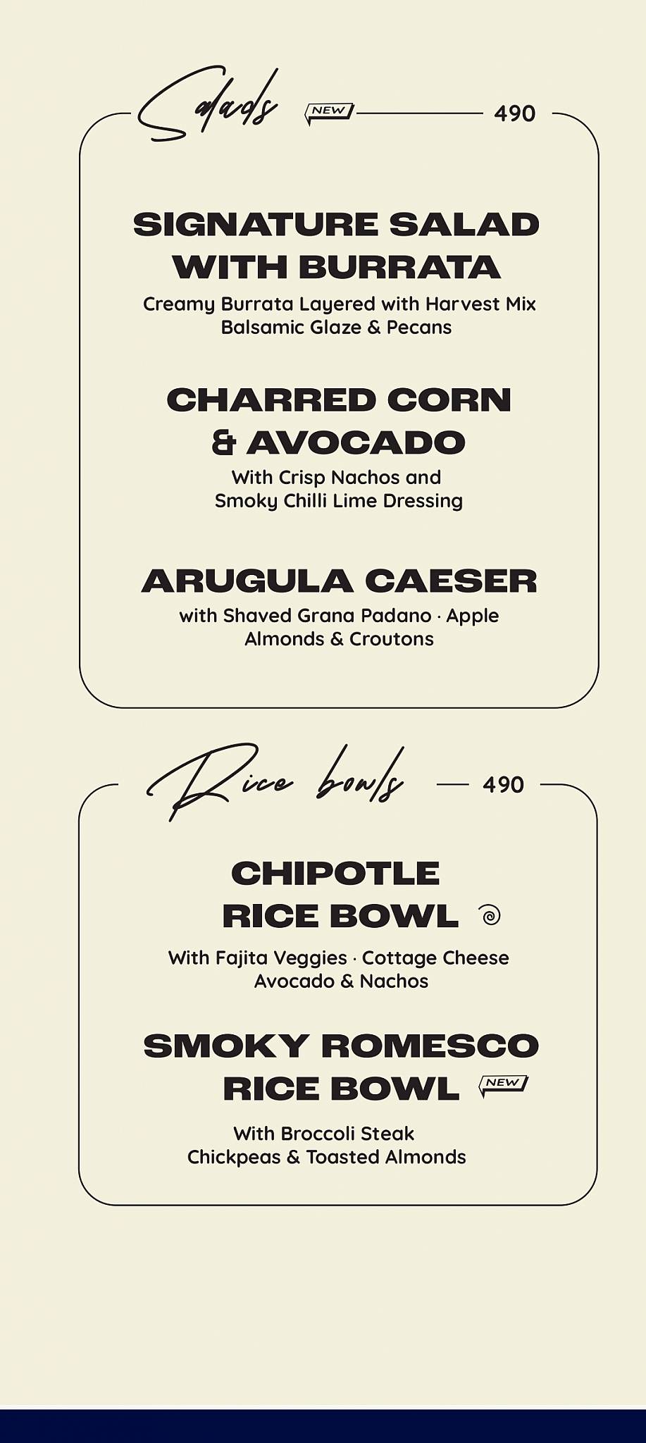 The Blue Oven menu
