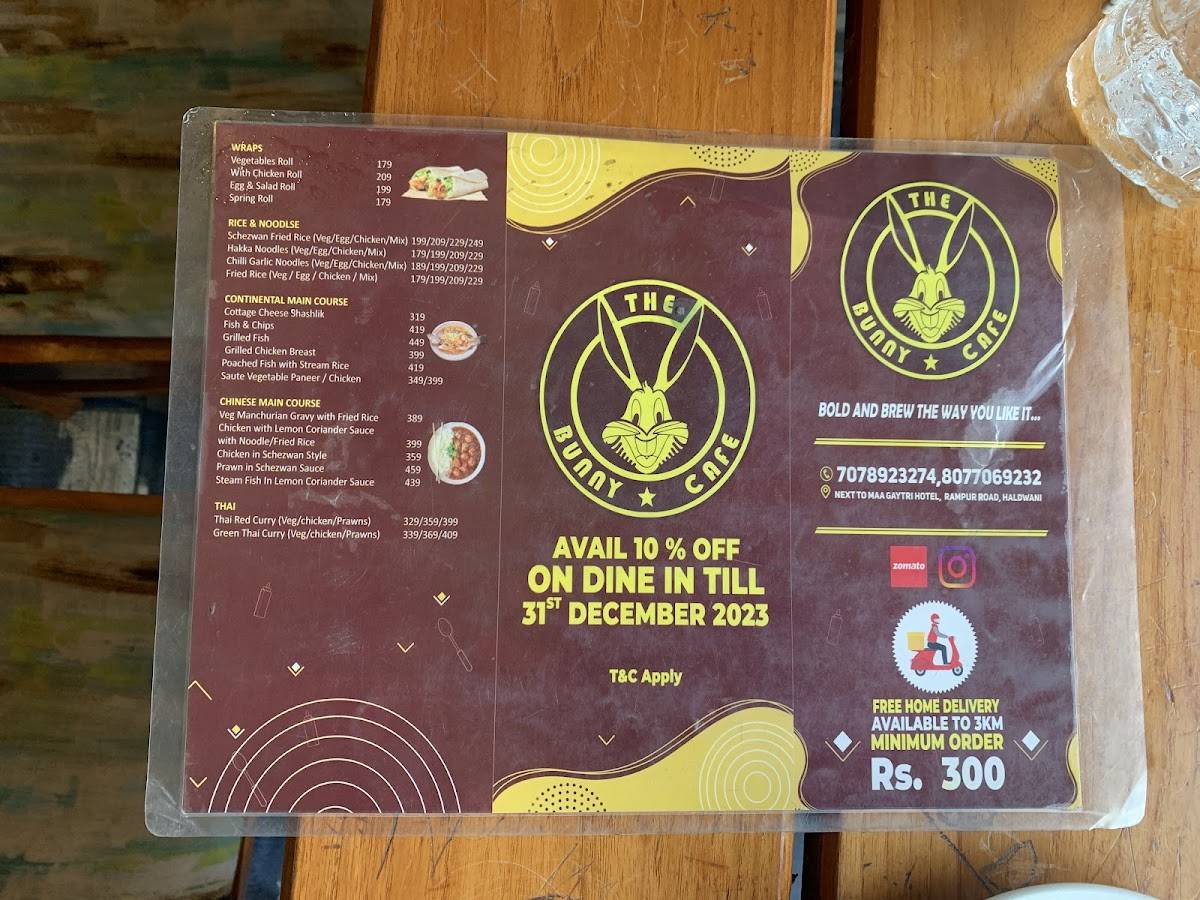 The Bunny Cafe menu