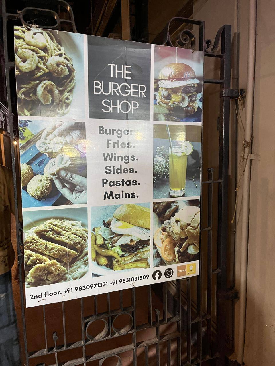 The Burger Shop menu