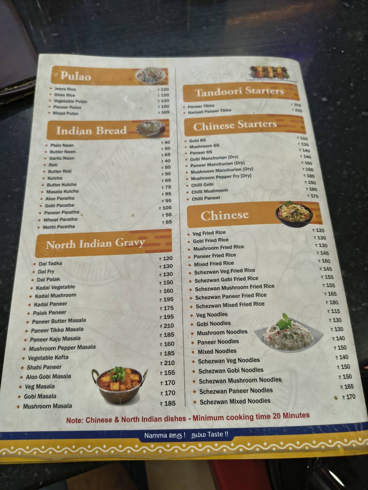 The Cafe Chennai menu