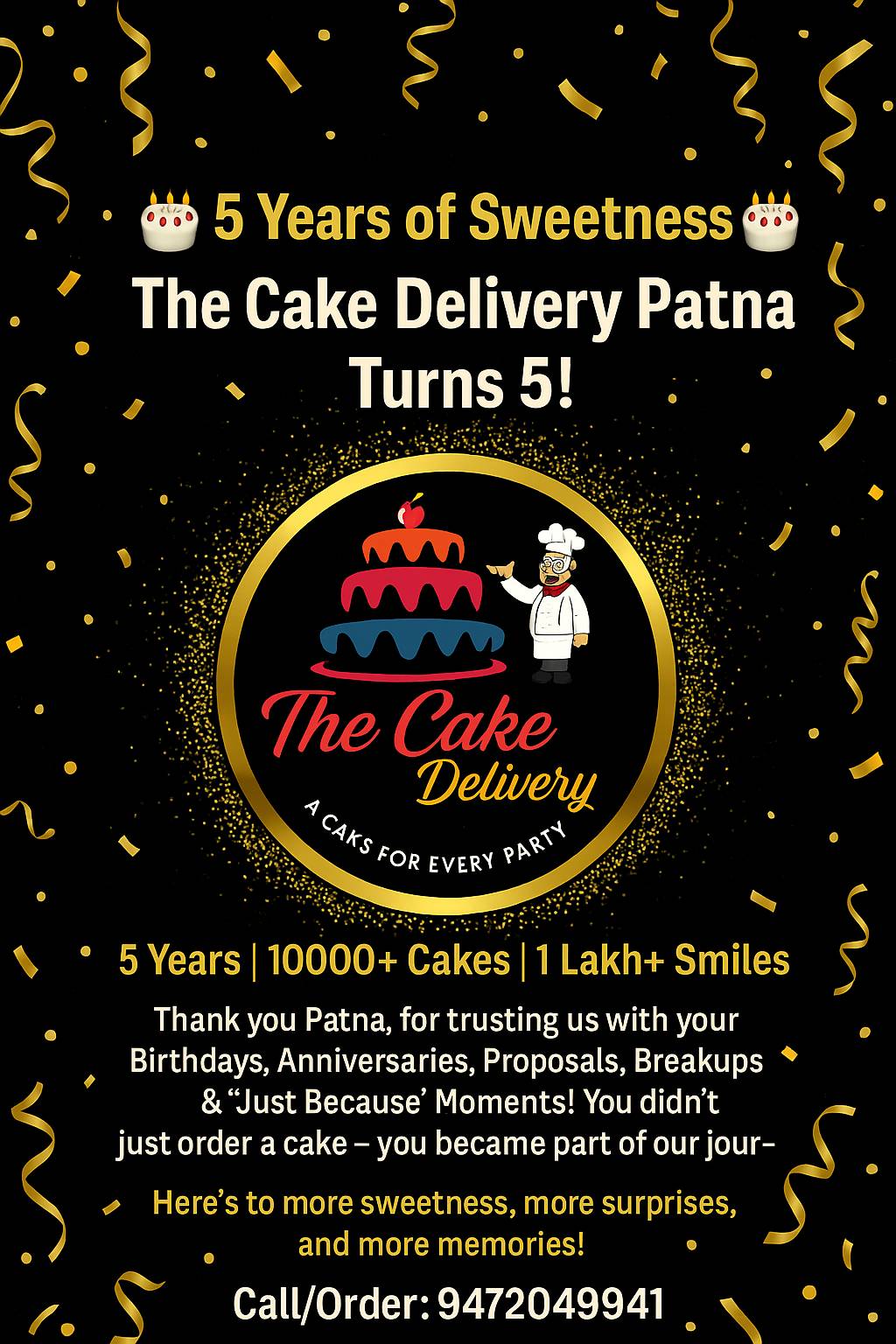 The Cake Delivery menu