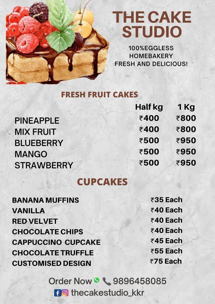 The Cake Studio Kurukshetra menu