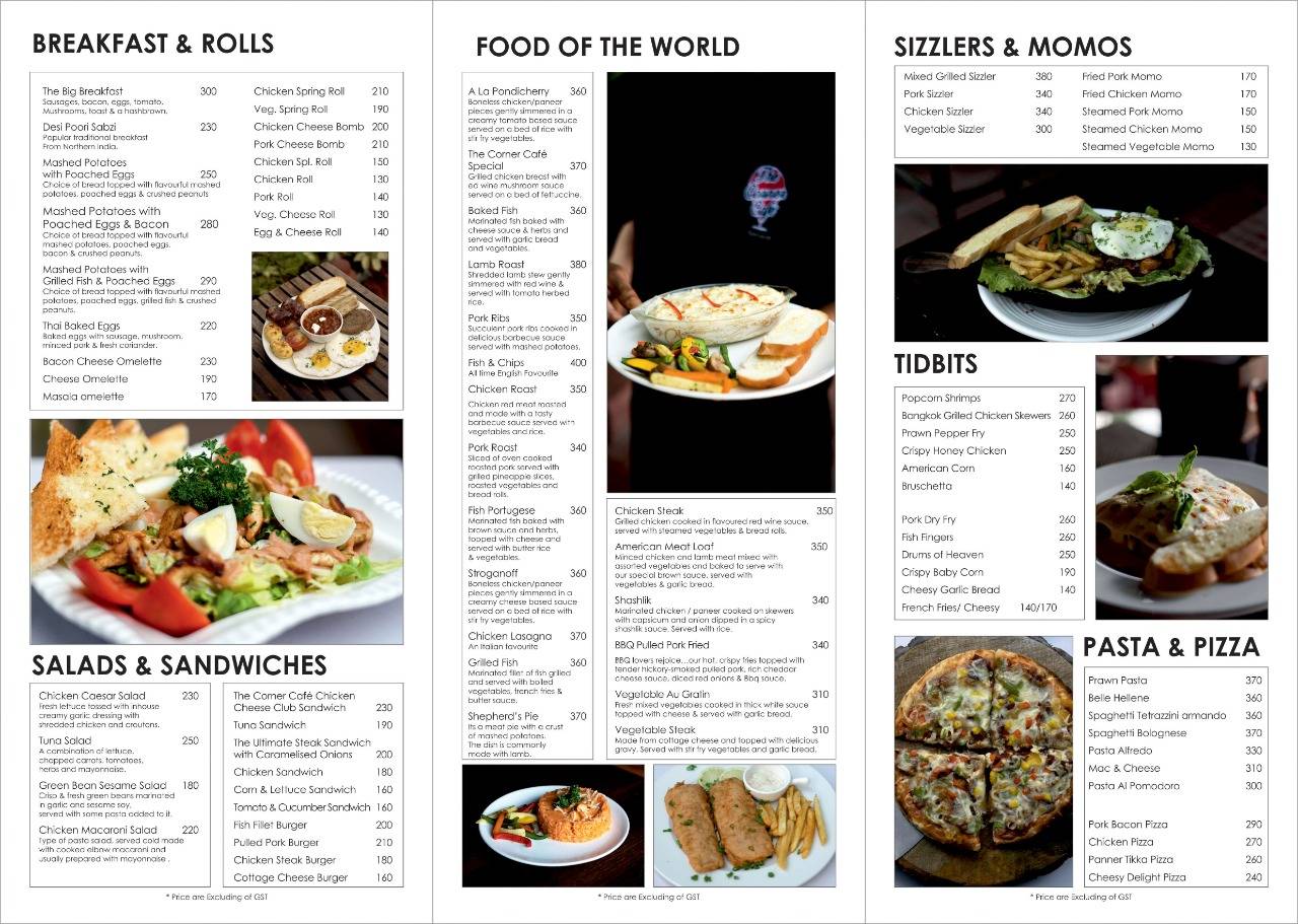 The Corner Café menu