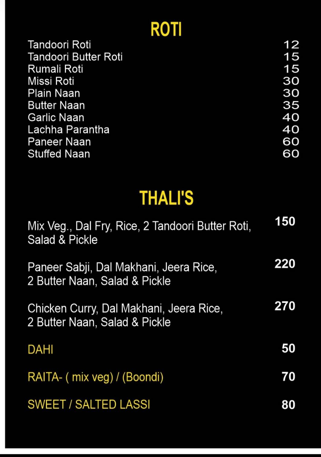 The Corner Cafe & Restaurent menu