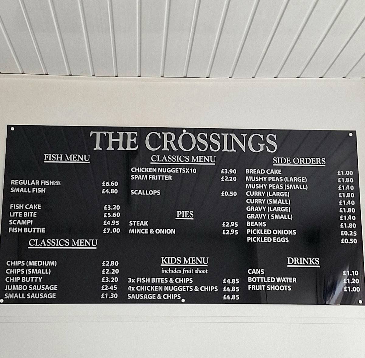 Menu at The Crossings Fish & Chips restaurant, Selby