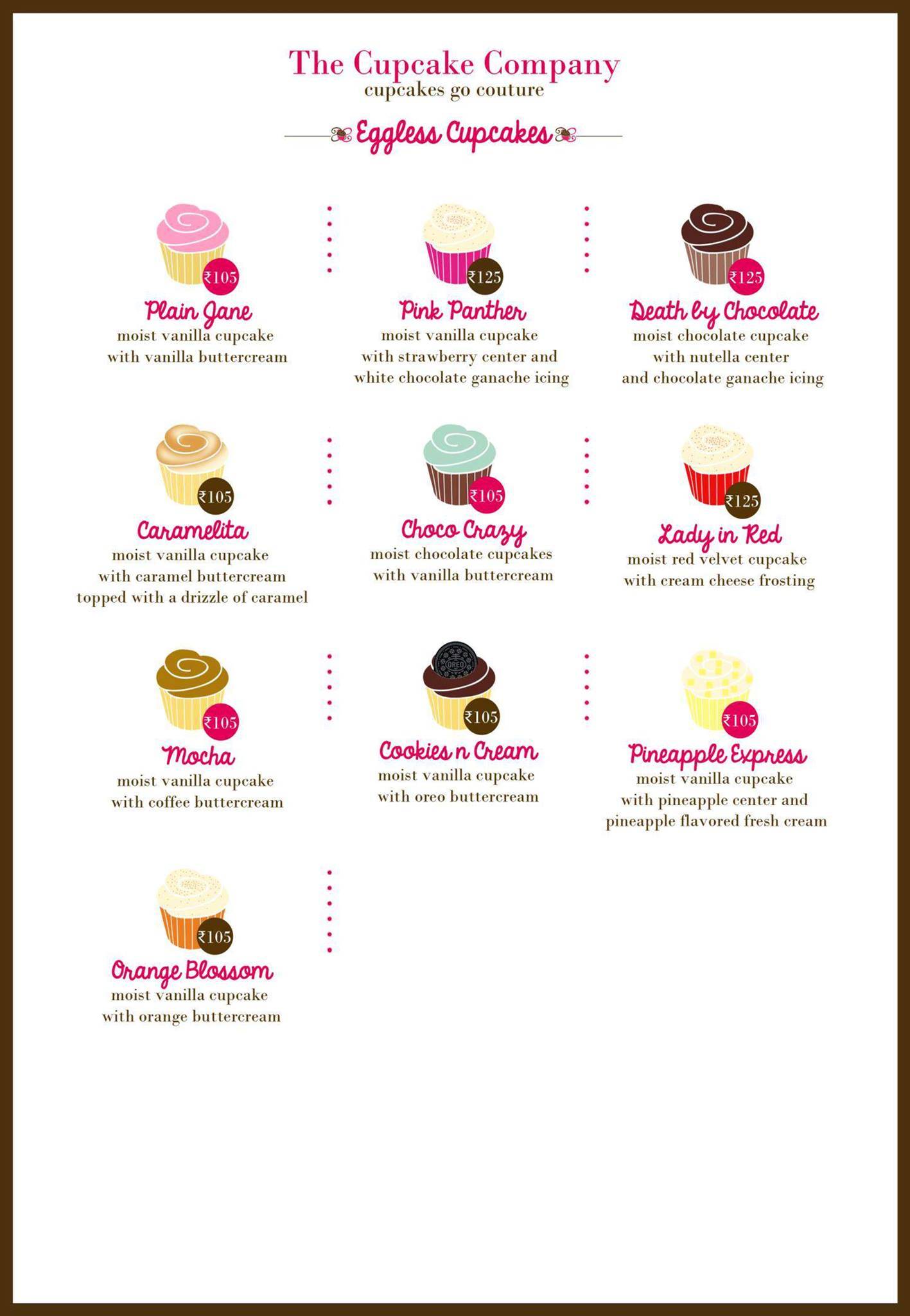 The Cupcake Company menu