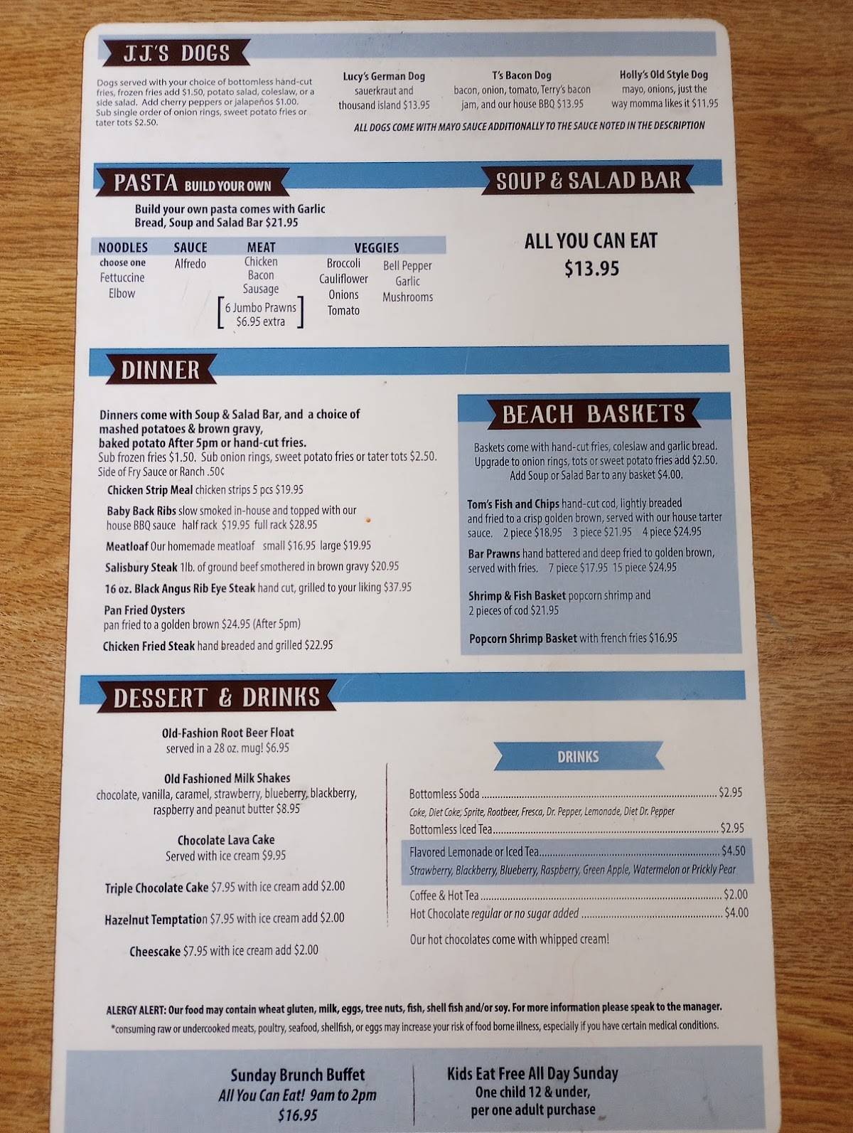Menu at Beachwood Eatery restaurant, The Dalles, 504 W 9th St