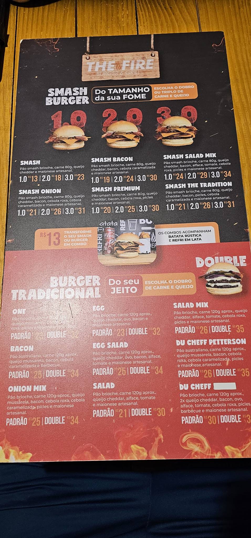 The Fire Burger & Grill cardápio