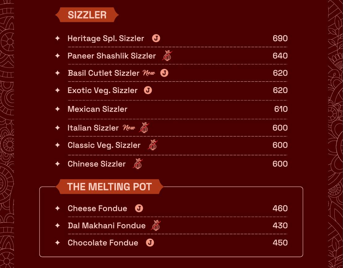 The Heritage Palace Resort Rajkot's Best Poolside Restaurant menu