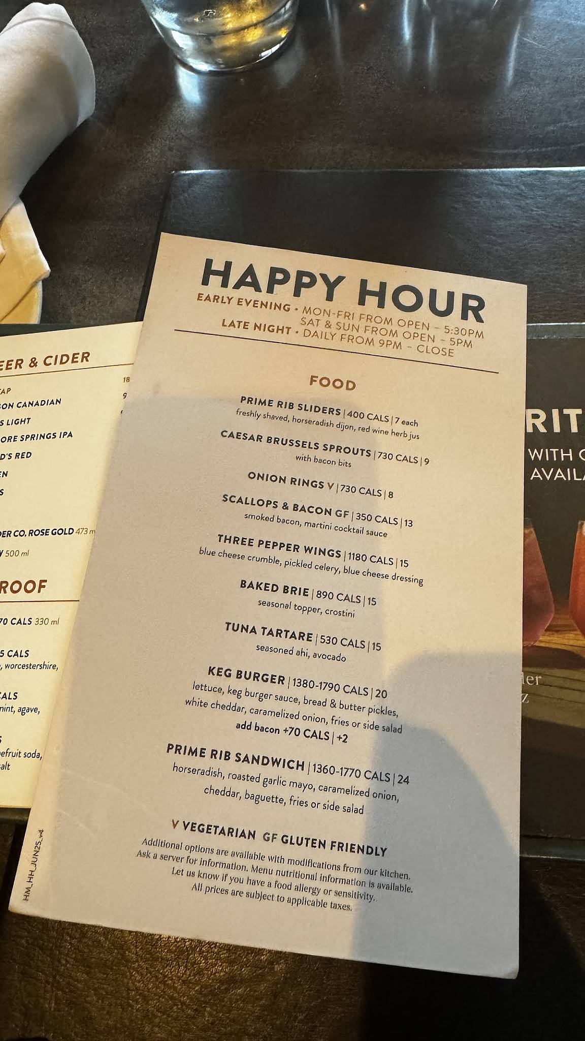 Menu de The Keg Steakhouse + Bar - Hamilton Mountain