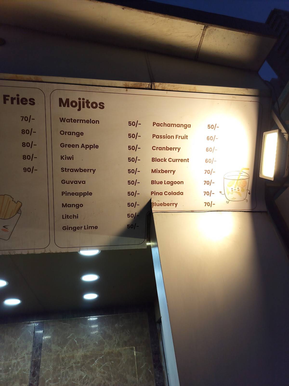 The Momo Shop menu