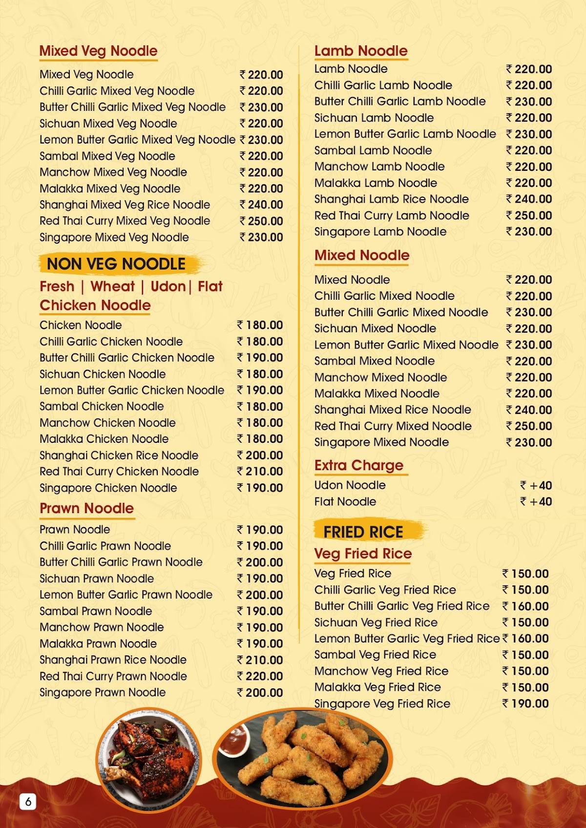 The Noodles Godfather menu