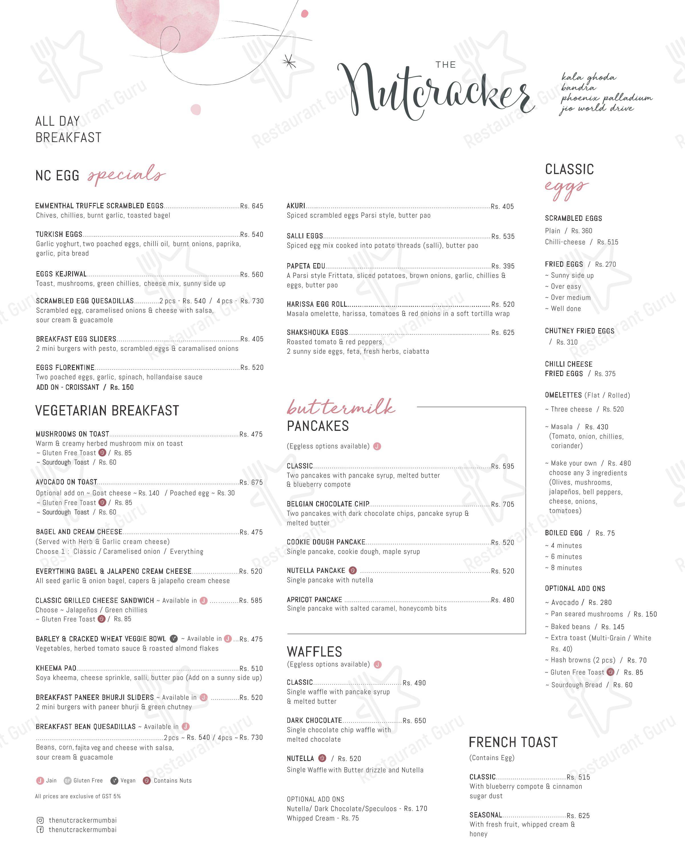 Menu bar for The Nutcracker in Mumbai