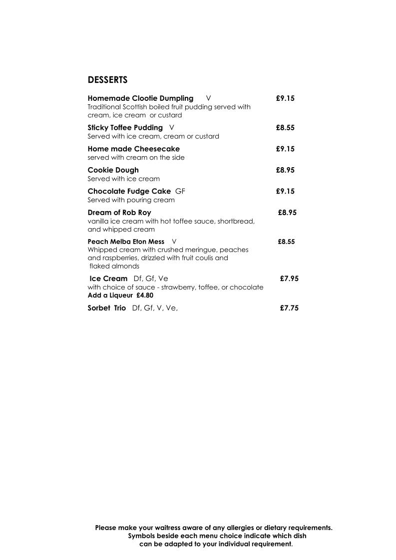 Menu at The Old Brewhouse pub & bar, Arbroath