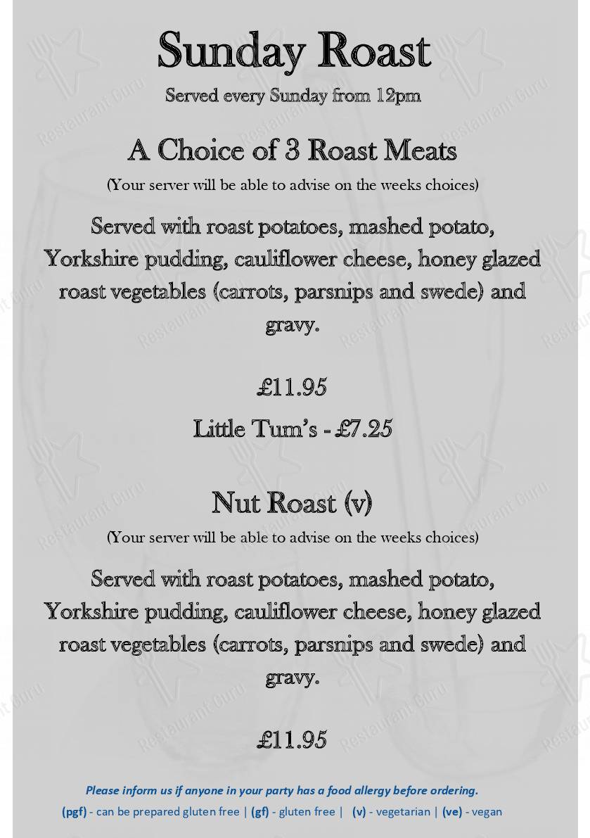Menu at The Punch Bowl pub & bar, Barnoldswick