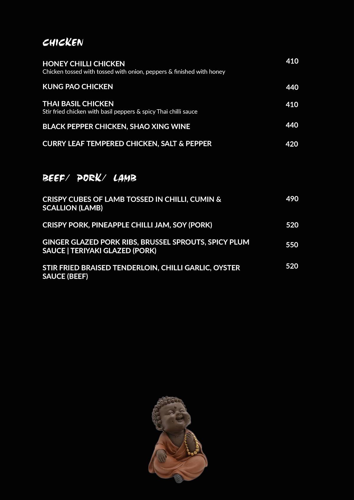 The Red Ginger menu
