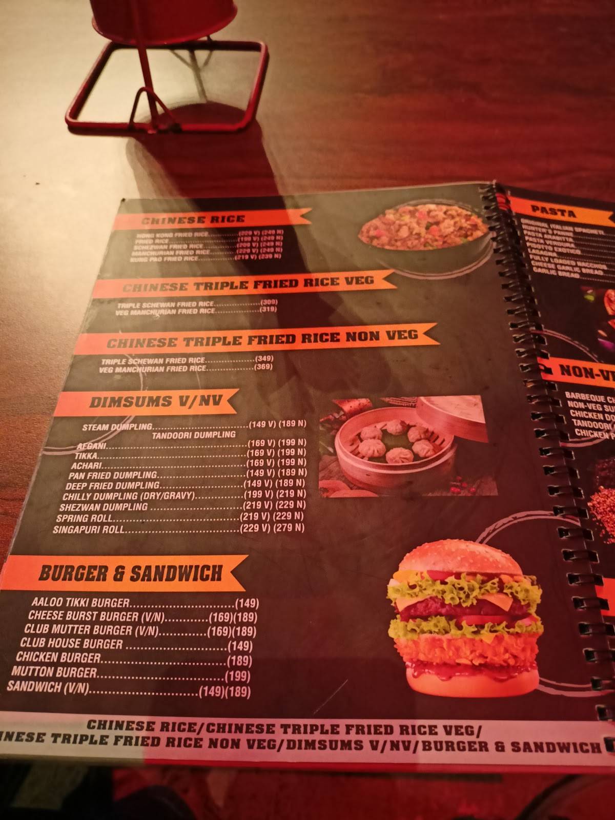 The Roofyard Cafe and Lounge menu