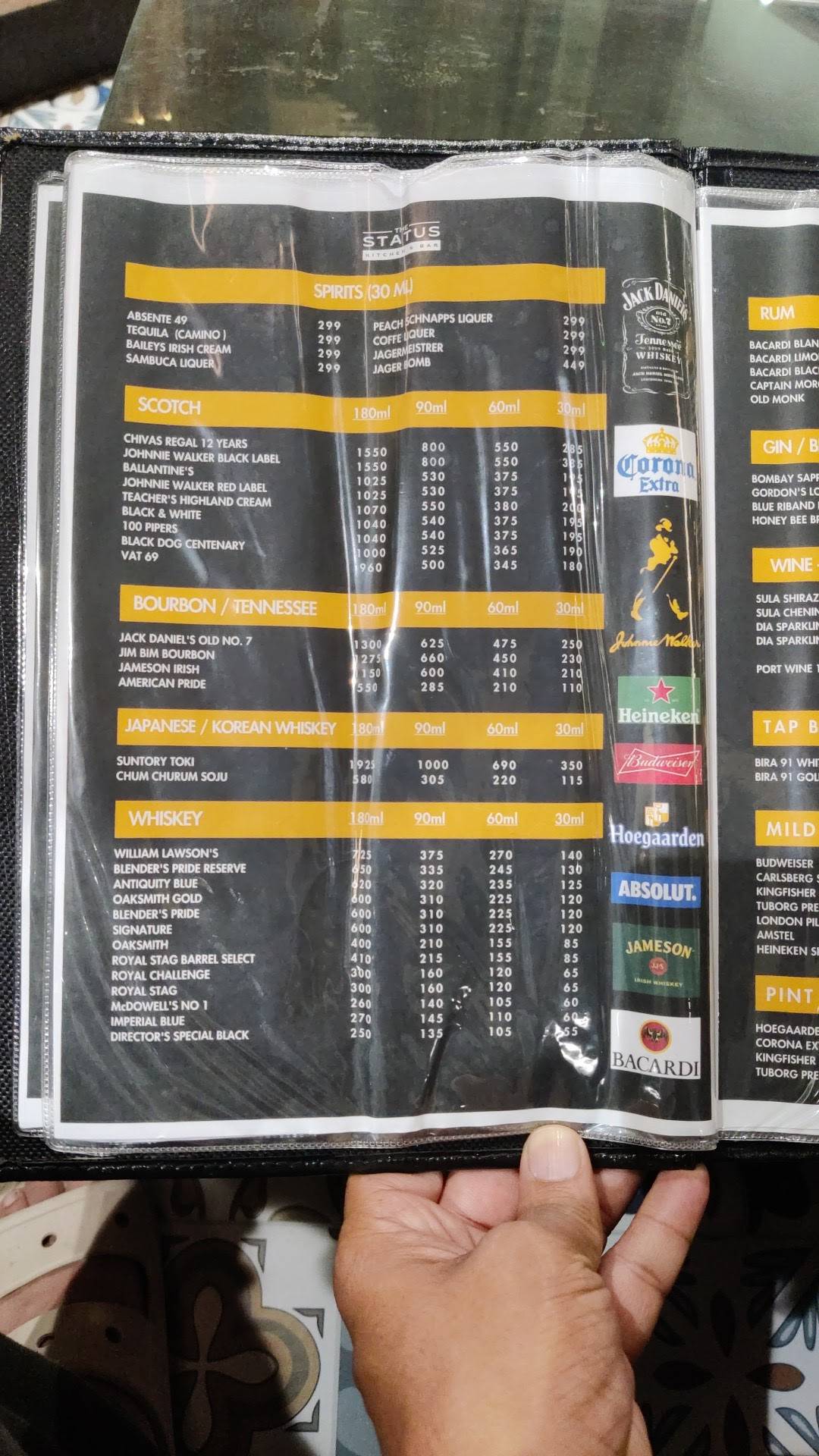 The Status - Kitchen & Bar menu