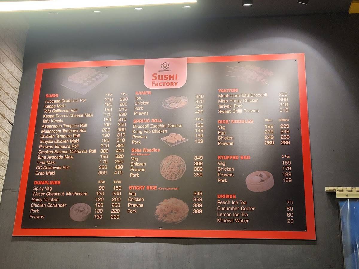 The Sushi Factory menu