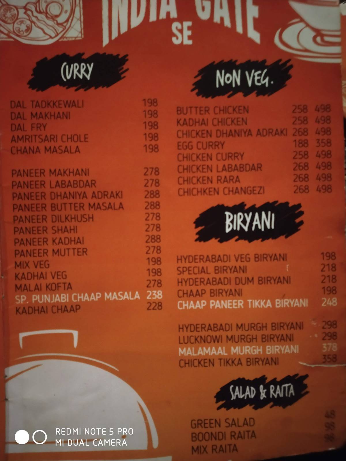 The Urban Street Cafe and Restaurant menu