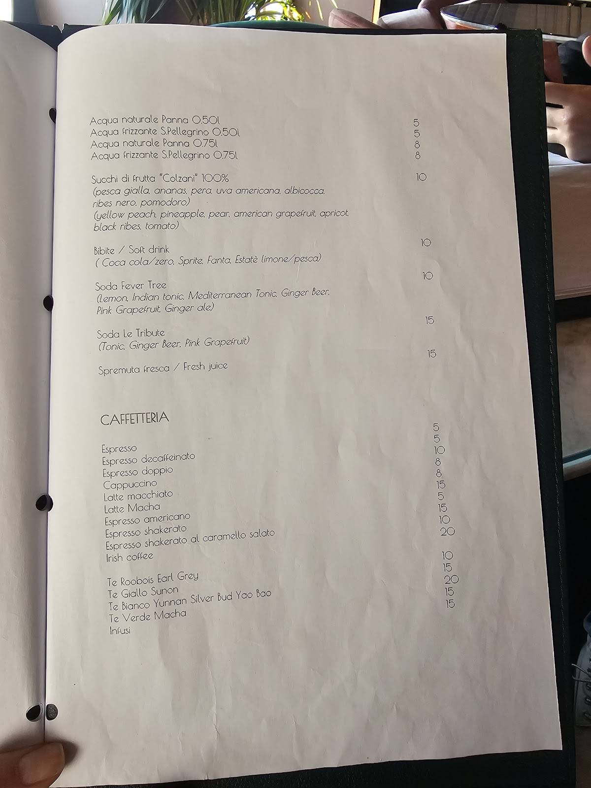 Menu di The View Milano 