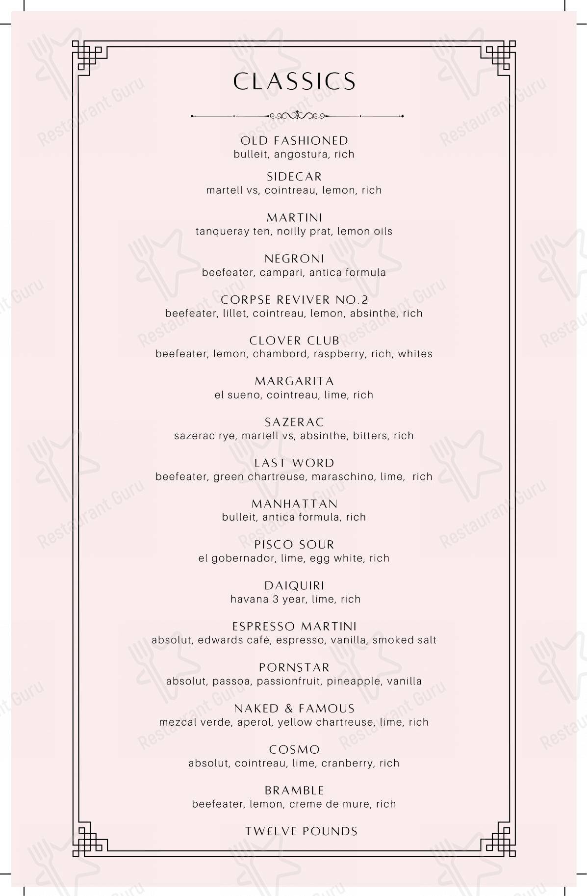 The Westgate in Altrincham - Menu