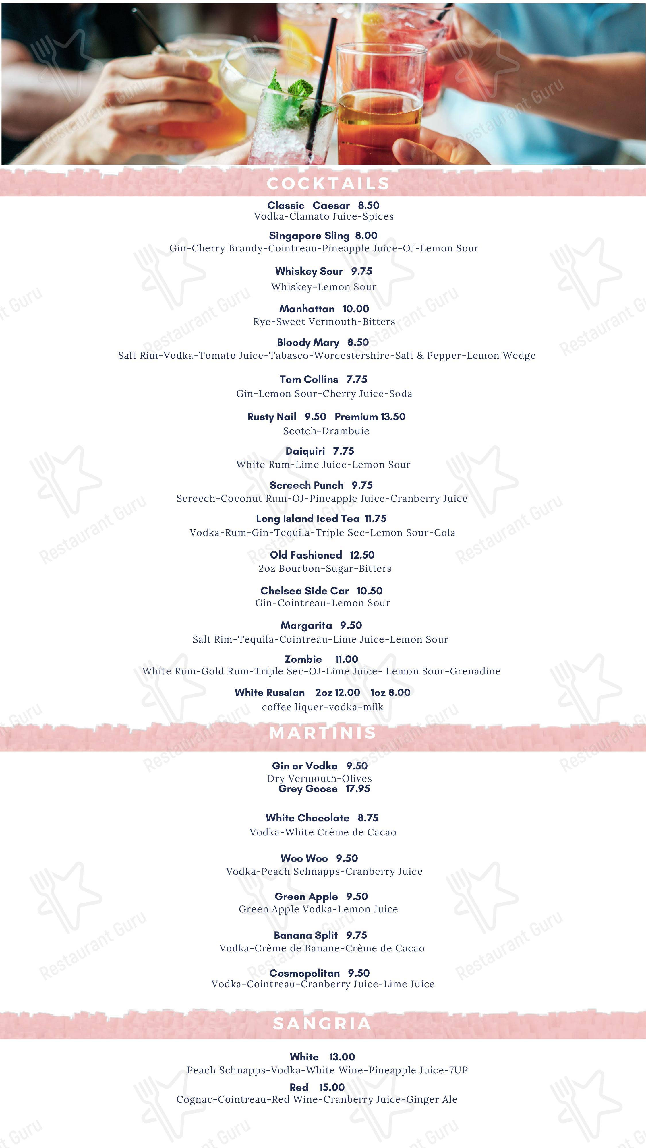 Menu at The Wine Cellar steakhouse, Corner Brook