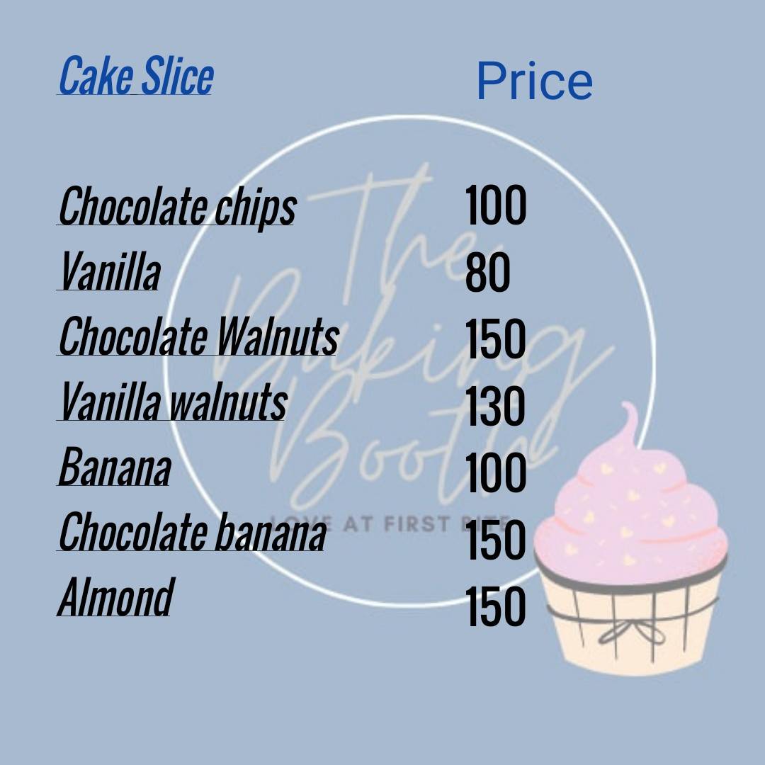 The Baking Booth menu