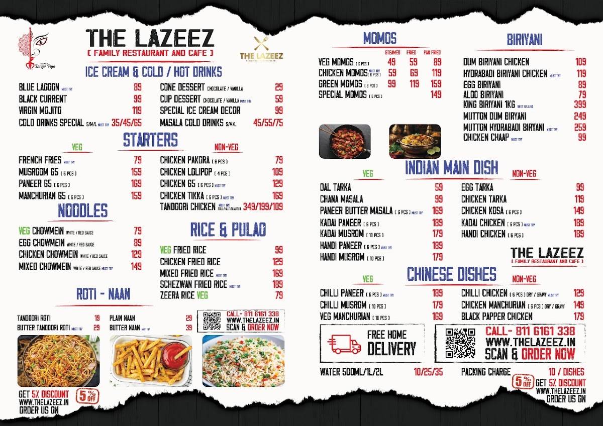 The lazeez menu
